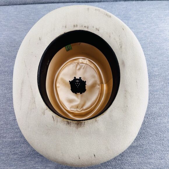 TEMPO FASHIONS DESIGNER - Beige Wool Indented Crown Size 7 1/8 Fedora Hat H7 - Picture 6 of 11